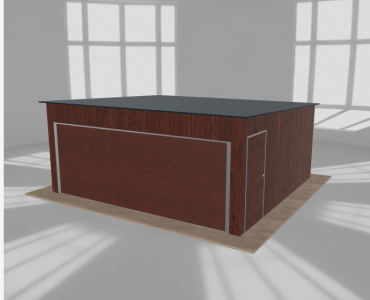 Skardinis garažas 5,5x5 m, vienos vietos, nuolydis atgal, Medžio imitacijos – Modelis 4