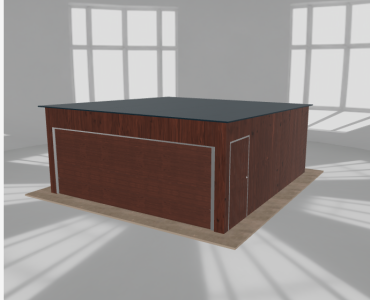 Skardinis garažas 5,5x6 m, vienos vietos, nuolydis atgal, Medžio imitacijos – Modelis 4