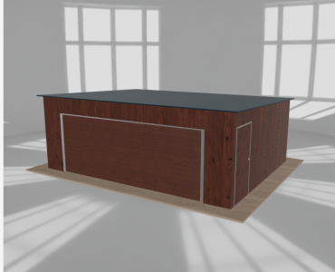 Skardinis garažas 6,5x5 m, vienos vietos, nuolydis atgal, Medžio imitacijos – Modelis 4