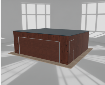Skardinis garažas 6,5x6 m, vienos vietos, nuolydis atgal, Medžio imitacijos – Modelis 4