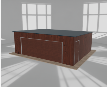 Skardinis garažas 7x5,5 m, vienos vietos, nuolydis atgal, Medžio imitacijos – Modelis 4