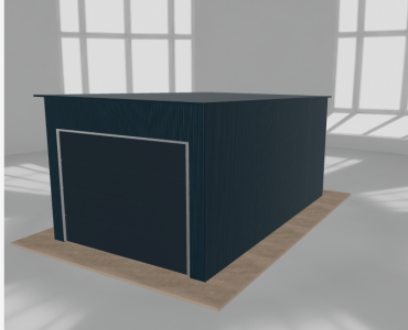 Skardinis garažas 3x5 m, vienos vietos, nuolydis atgal, Grafitas – Modelis 2
