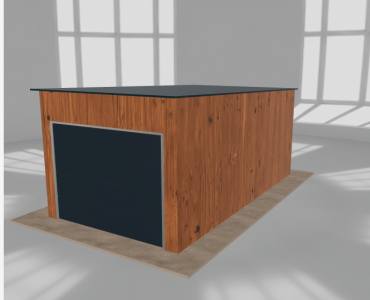 Skardinis garažas 3x5,5 m, vienos vietos, nuolydis atgal, Medžio imitacijos – Modelis 4