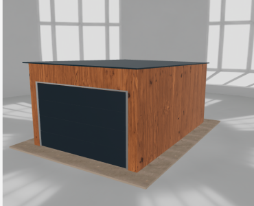 Skardinis garažas 3,5x5 m, vienos vietos, nuolydis atgal, Medžio imitacijos – Modelis 4
