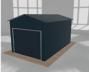 Skardinis garažas 3x5 m, vienos vietos, dvišlaitis stogas, Grafitas – Modelis 2