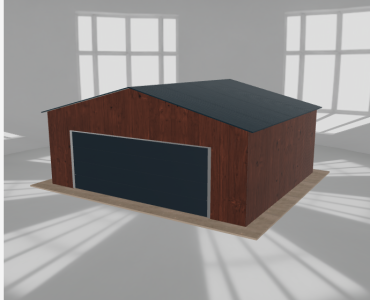 Skardinis garažas 7x6 m, vienos vietos, dvišlaitis stogas, Medžio imitacijos