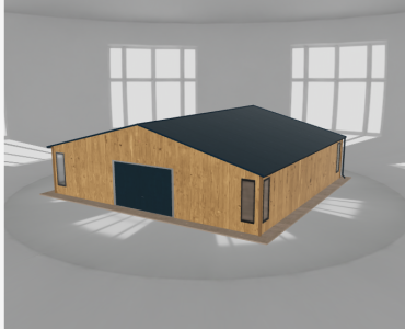 Skardinis garažas 10x9,5 m su ūkine patalpa, Medžio imitacijos – Modelis 2