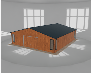 Skardinis garažas 8,5x9,5 m su ūkine patalpa, Medžio imitacijos – Modelis 2
