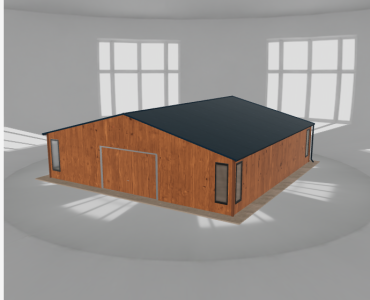 Skardinis garažas 9,5x9,5 m su ūkine patalpa, Medžio imitacijos – Modelis 2